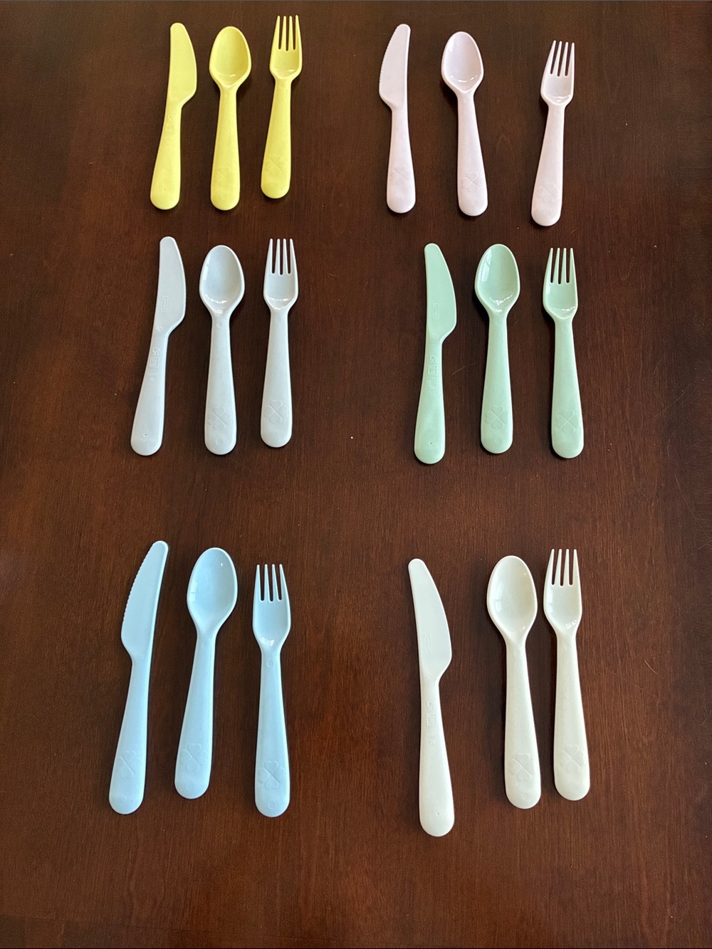 IKEA Toddler Cutlery Set - Pastel Yellow, Pink, Blue, Mint, Cream 18 pieces